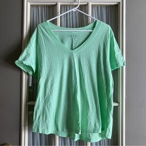 LOFT Women's Green V-Neck Tshirt